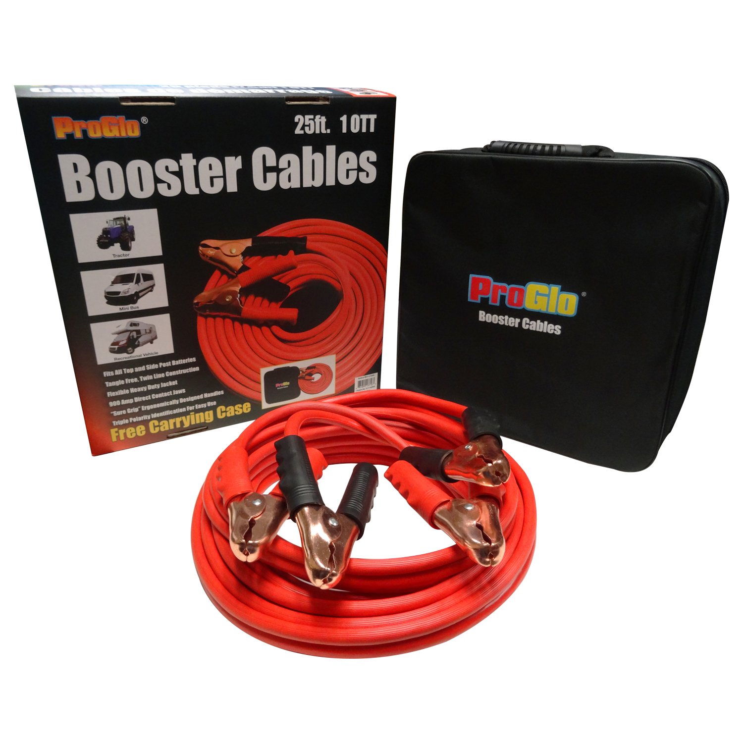 BOOSTER CABLE 900AMP 25&#39; 2GA  RED JUMPER W/BAG