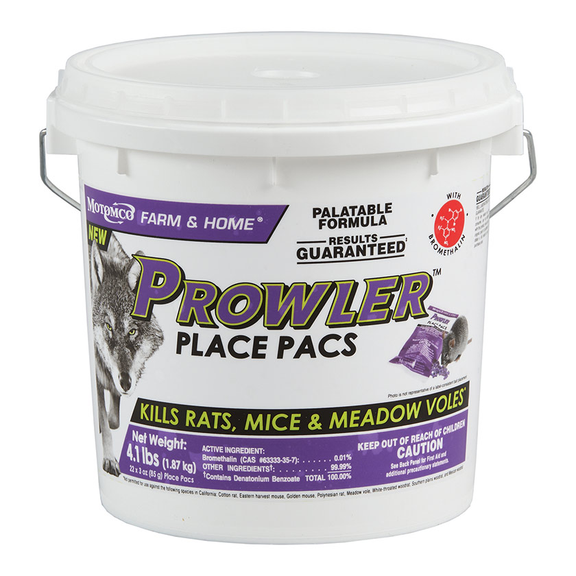 PROWLER PLACE PACS 4LB PAIL
WITH BROMETHALIN, 22 COUNT
Prowler Bait Chunx I